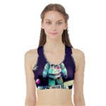 Bear Astronaut Futuristic Sports Bra with Border