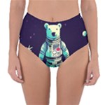 Bear Astronaut Futuristic Reversible High-Waist Bikini Bottoms