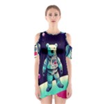Bear Astronaut Futuristic Shoulder Cutout One Piece Dress