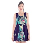 Bear Astronaut Futuristic Scoop Neck Skater Dress