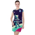 Bear Astronaut Futuristic Drawstring Hooded Dress