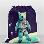 Bear Astronaut Futuristic Drawstring Bag (Small)
