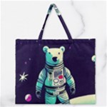 Bear Astronaut Futuristic Zipper Large Tote Bag