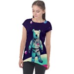 Bear Astronaut Futuristic Cap Sleeve High Low Top