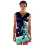 Bear Astronaut Futuristic Wrap Front Bodycon Dress