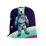 Bear Astronaut Futuristic Drawstring Pouch (XL)