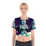 Bear Astronaut Futuristic Cotton Crop Top