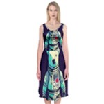 Bear Astronaut Futuristic Midi Sleeveless Dress