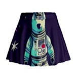 Bear Astronaut Futuristic Mini Flare Skirt
