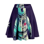 Bear Astronaut Futuristic High Waist Skirt