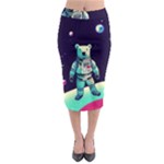 Bear Astronaut Futuristic Midi Pencil Skirt