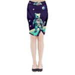 Bear Astronaut Futuristic Midi Wrap Pencil Skirt