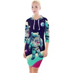 Bear Astronaut Futuristic Quarter Sleeve Hood Bodycon Dress