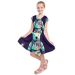 Bear Astronaut Futuristic Kids  Short Sleeve Dress