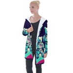 Bear Astronaut Futuristic Longline Hooded Cardigan