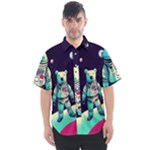Bear Astronaut Futuristic Men s Short Sleeve Shirt
