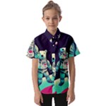 Bear Astronaut Futuristic Kids  Short Sleeve Shirt