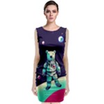 Bear Astronaut Futuristic Sleeveless Velvet Midi Dress