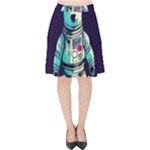 Bear Astronaut Futuristic Velvet High Waist Skirt