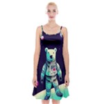 Bear Astronaut Futuristic Spaghetti Strap Velvet Dress