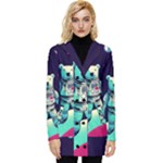 Bear Astronaut Futuristic Button Up Hooded Coat 