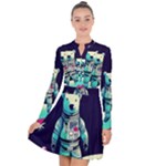 Bear Astronaut Futuristic Long Sleeve Panel Dress