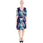 Bear Astronaut Futuristic Wrap Up Cocktail Dress