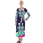Bear Astronaut Futuristic Velvet Maxi Wrap Dress