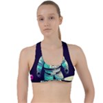 Bear Astronaut Futuristic Criss Cross Racerback Sports Bra