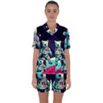Bear Astronaut Futuristic Satin Short Sleeve Pajamas Set