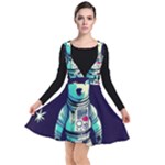 Bear Astronaut Futuristic Plunge Pinafore Dress