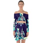 Bear Astronaut Futuristic Off Shoulder Top with Skirt Set
