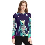 Bear Astronaut Futuristic Women s Long Sleeve Rash Guard