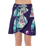 Bear Astronaut Futuristic Wrap Front Skirt