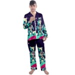 Bear Astronaut Futuristic Men s Long Sleeve Satin Pajamas Set