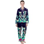 Bear Astronaut Futuristic Women s Long Sleeve Satin Pajamas Set	