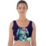 Bear Astronaut Futuristic Velvet Crop Top