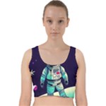 Bear Astronaut Futuristic Velvet Racer Back Crop Top
