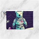 Bear Astronaut Futuristic Canvas Cosmetic Bag (Medium)