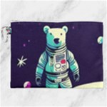 Bear Astronaut Futuristic Canvas Cosmetic Bag (XXL)