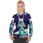 Bear Astronaut Futuristic Women s Overhead Hoodie