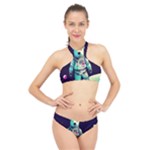 Bear Astronaut Futuristic High Neck Bikini Set