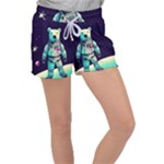 Bear Astronaut Futuristic Women s Velour Lounge Shorts