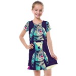 Bear Astronaut Futuristic Kids  Cross Web Dress