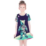 Bear Astronaut Futuristic Kids  Simple Cotton Dress
