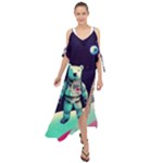 Bear Astronaut Futuristic Maxi Chiffon Cover Up Dress