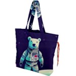 Bear Astronaut Futuristic Drawstring Tote Bag