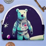 Bear Astronaut Futuristic Horseshoe Style Canvas Pouch