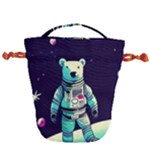 Bear Astronaut Futuristic Drawstring Bucket Bag