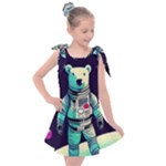 Bear Astronaut Futuristic Kids  Tie Up Tunic Dress